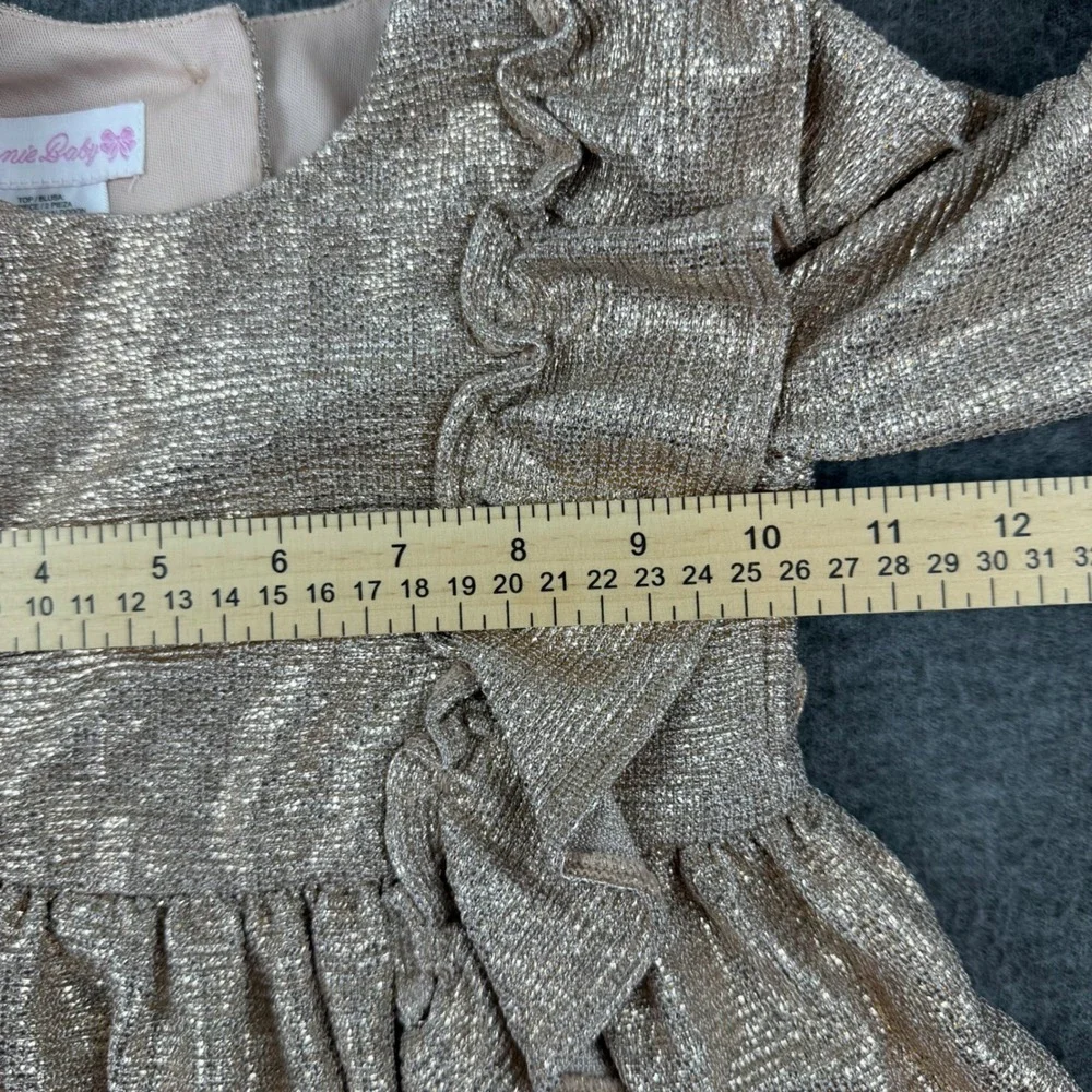 Bonnie Baby Party Dress Kids‎ 18M Gold Metallic Ruffle Long Sleeve Holiday